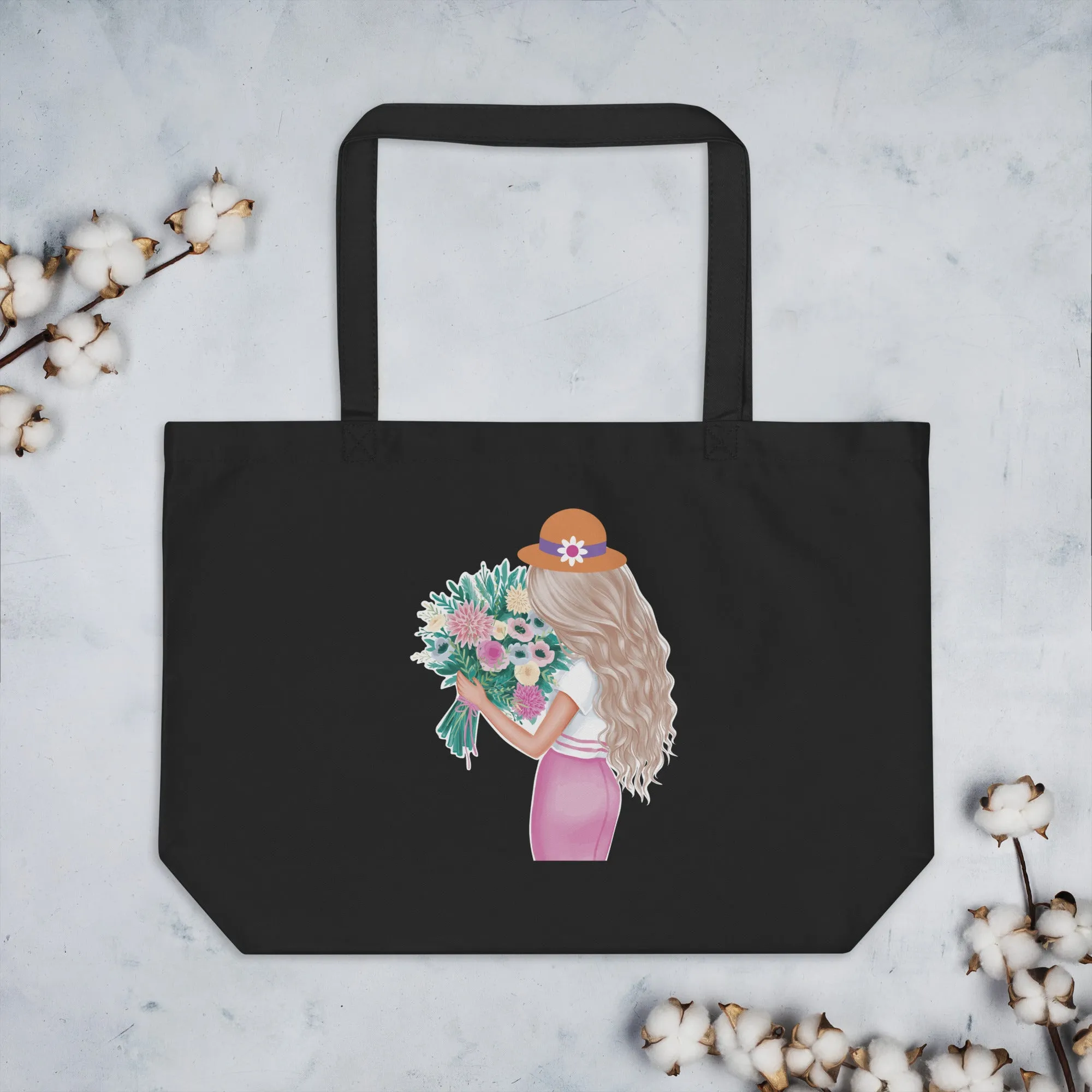 Floral Harmony Large Tote Bag