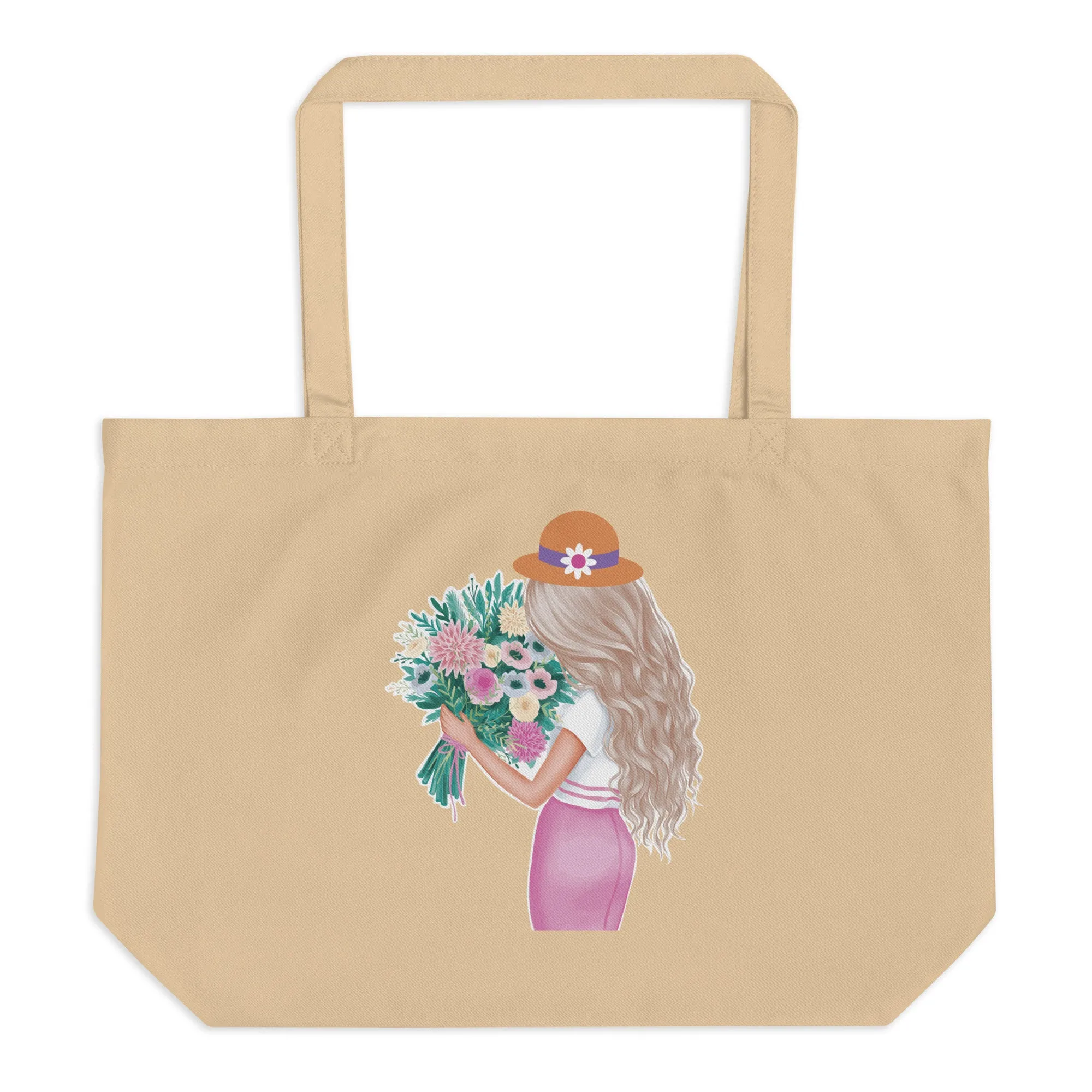 Floral Harmony Large Tote Bag