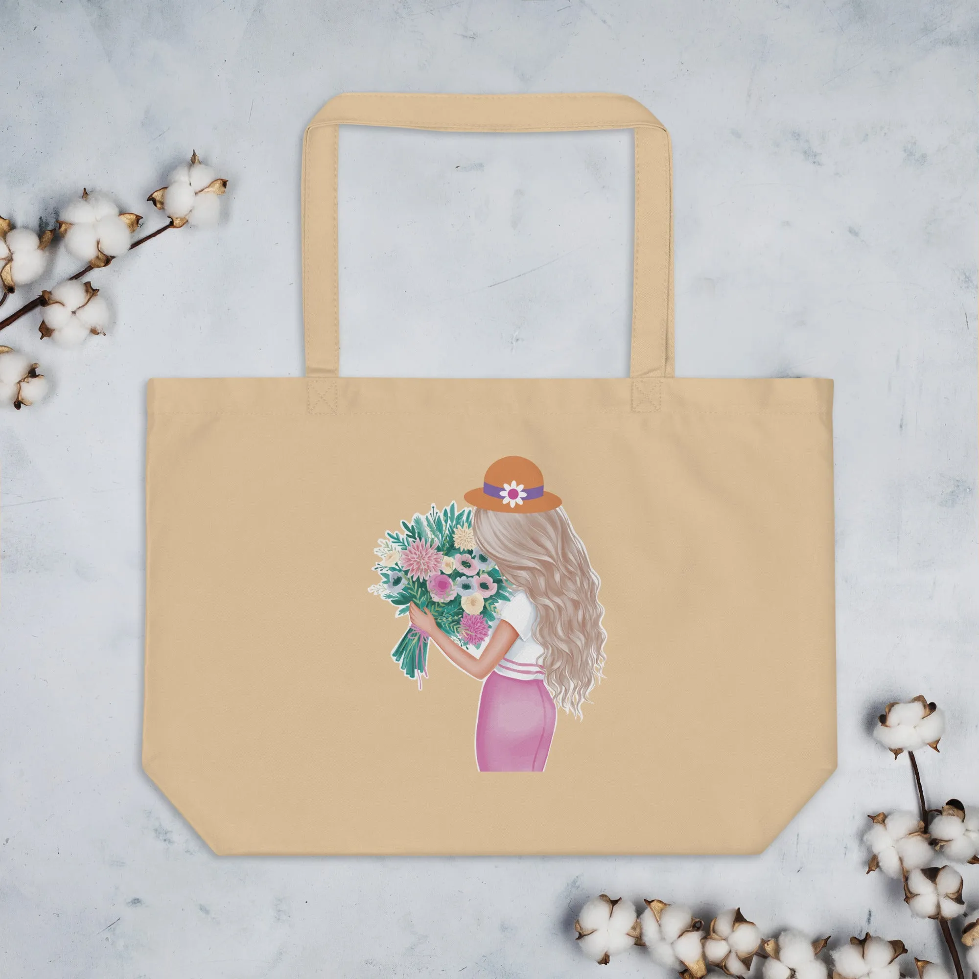 Floral Harmony Large Tote Bag