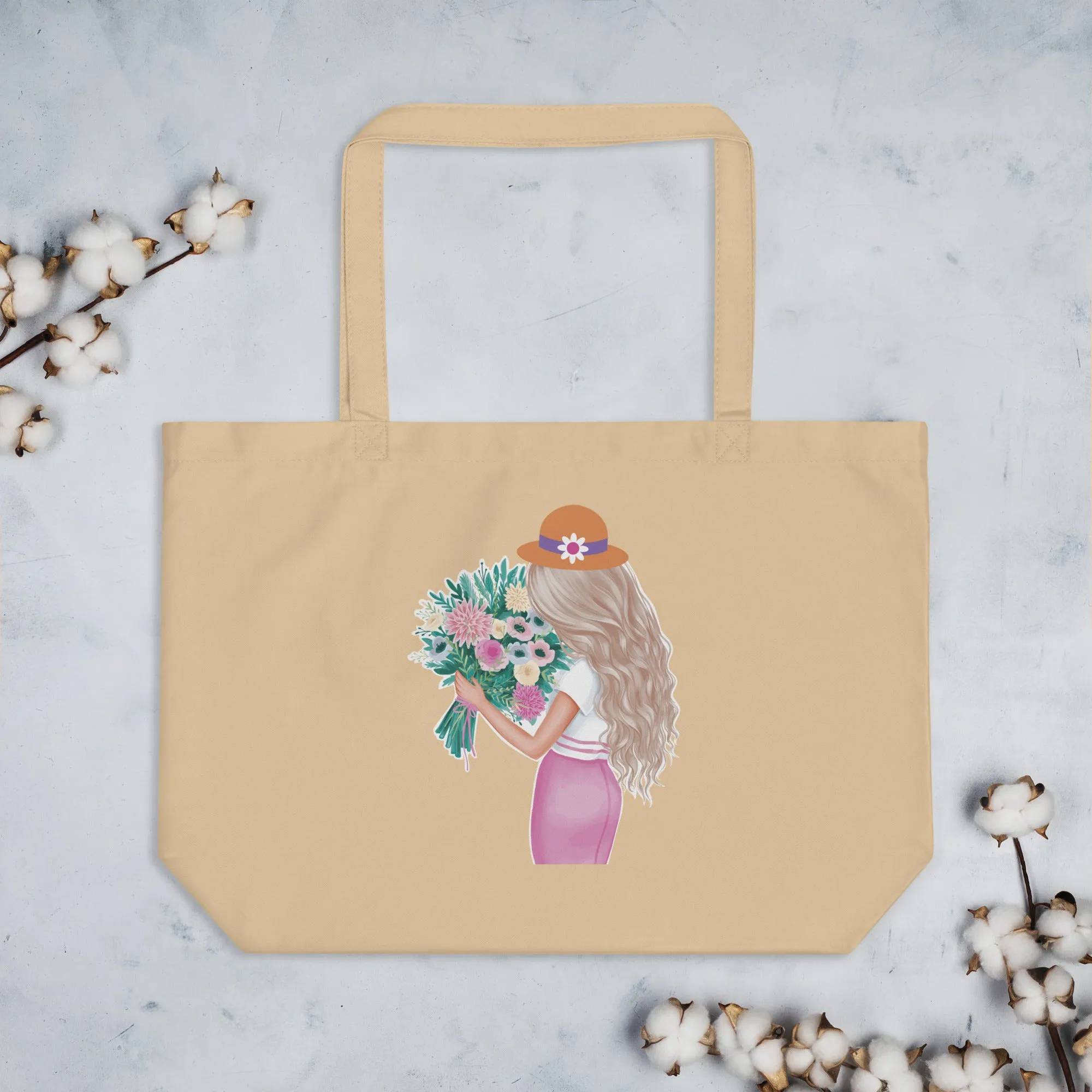 Floral Harmony Large Tote Bag