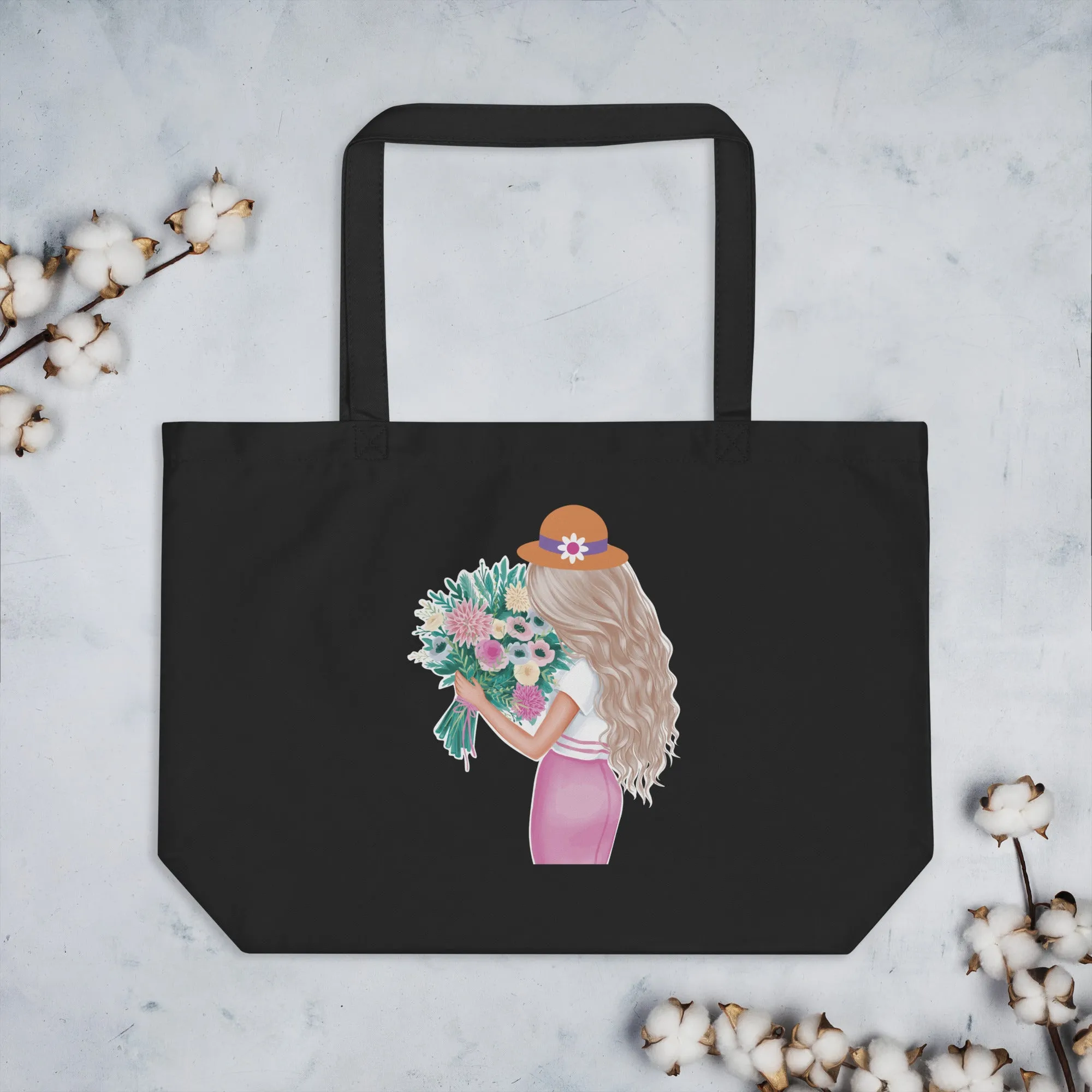 Floral Harmony Large Tote Bag
