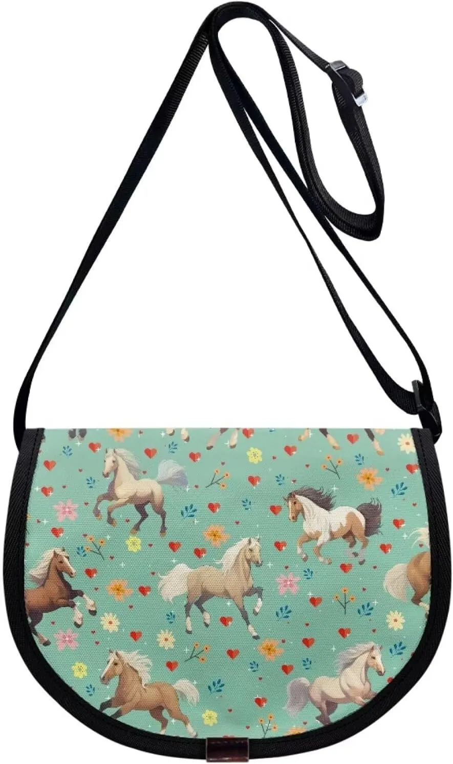 Floral Horse Purse for Girls Boys Kids Age 6-8 10-12 12-14 Small Crossbody Bag Pocketbook Wallets Shoulder Messenger Bags Sling Flight Bags Travel Holiday Weekend