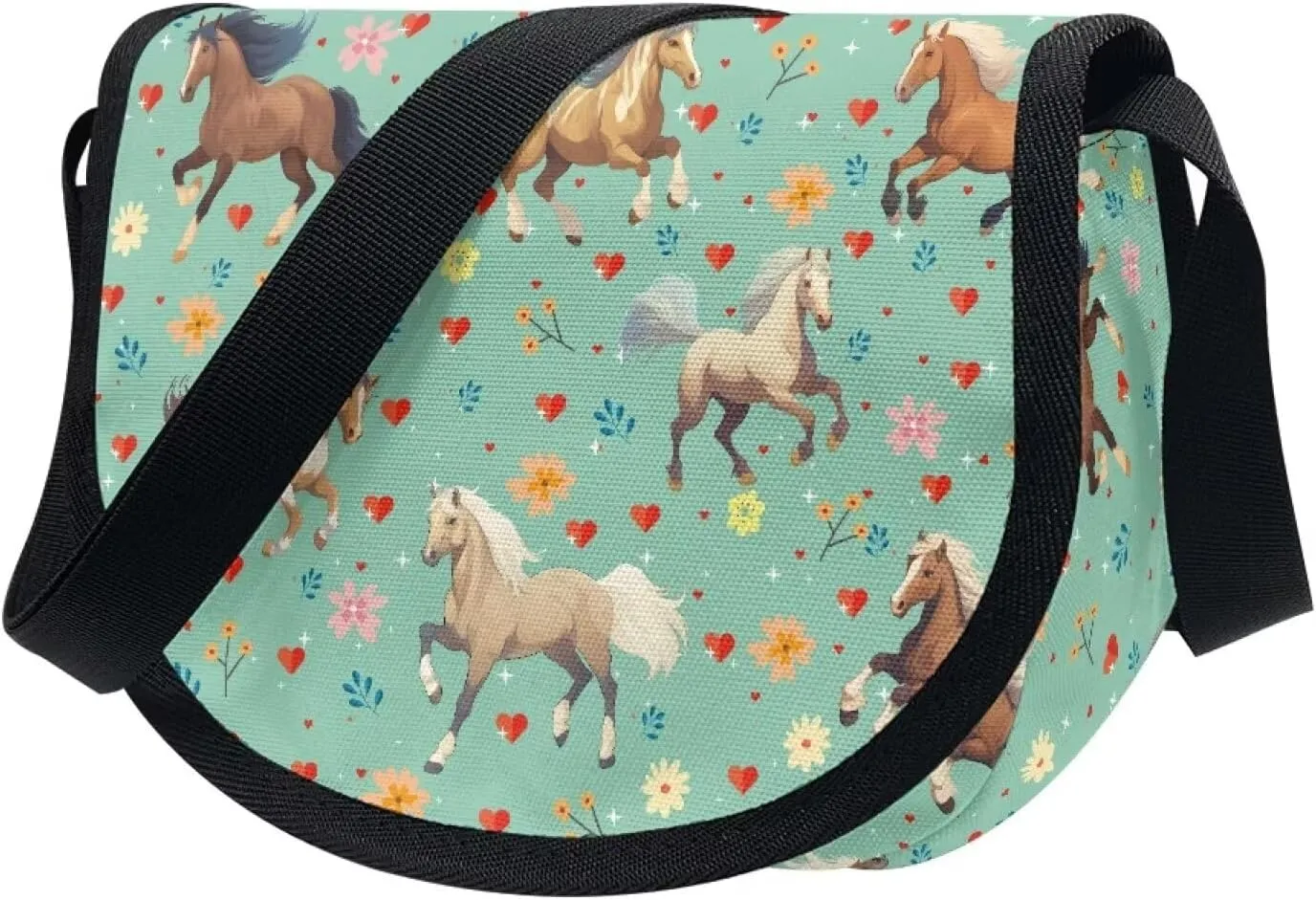 Floral Horse Purse for Girls Boys Kids Age 6-8 10-12 12-14 Small Crossbody Bag Pocketbook Wallets Shoulder Messenger Bags Sling Flight Bags Travel Holiday Weekend