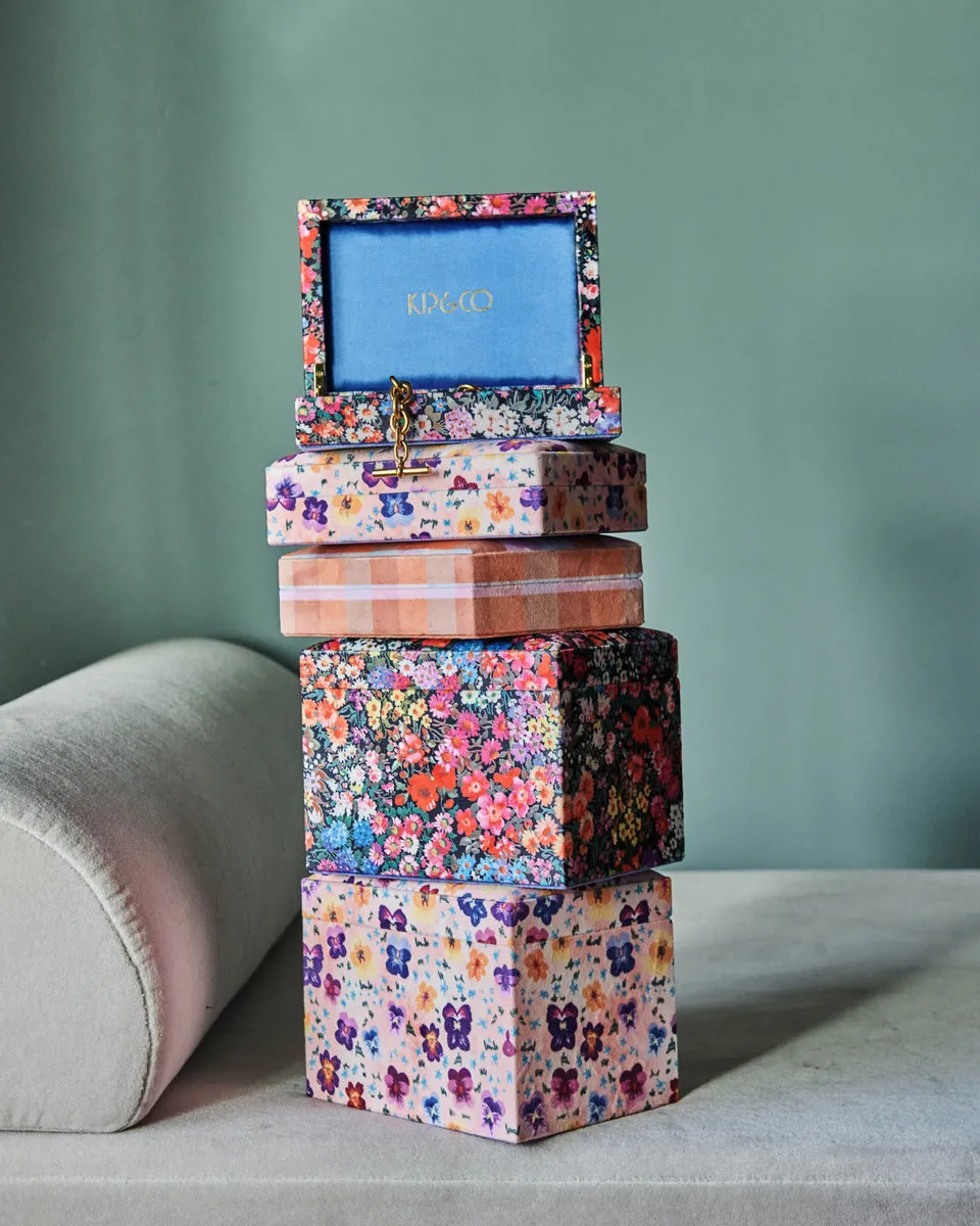 Forever Floral Black Large Velvet Jewellery Box - Kip&Co