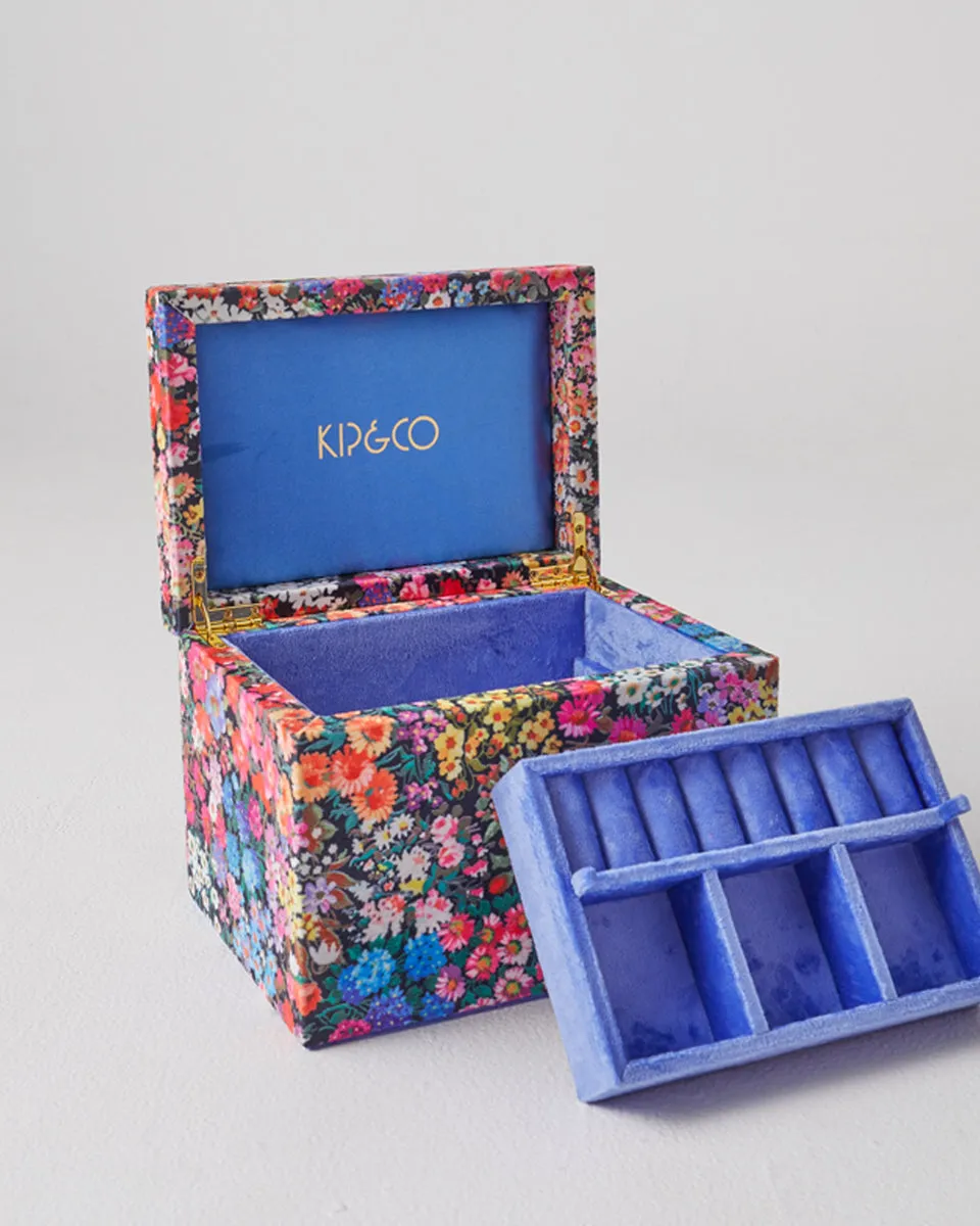 Forever Floral Black Large Velvet Jewellery Box - Kip&Co
