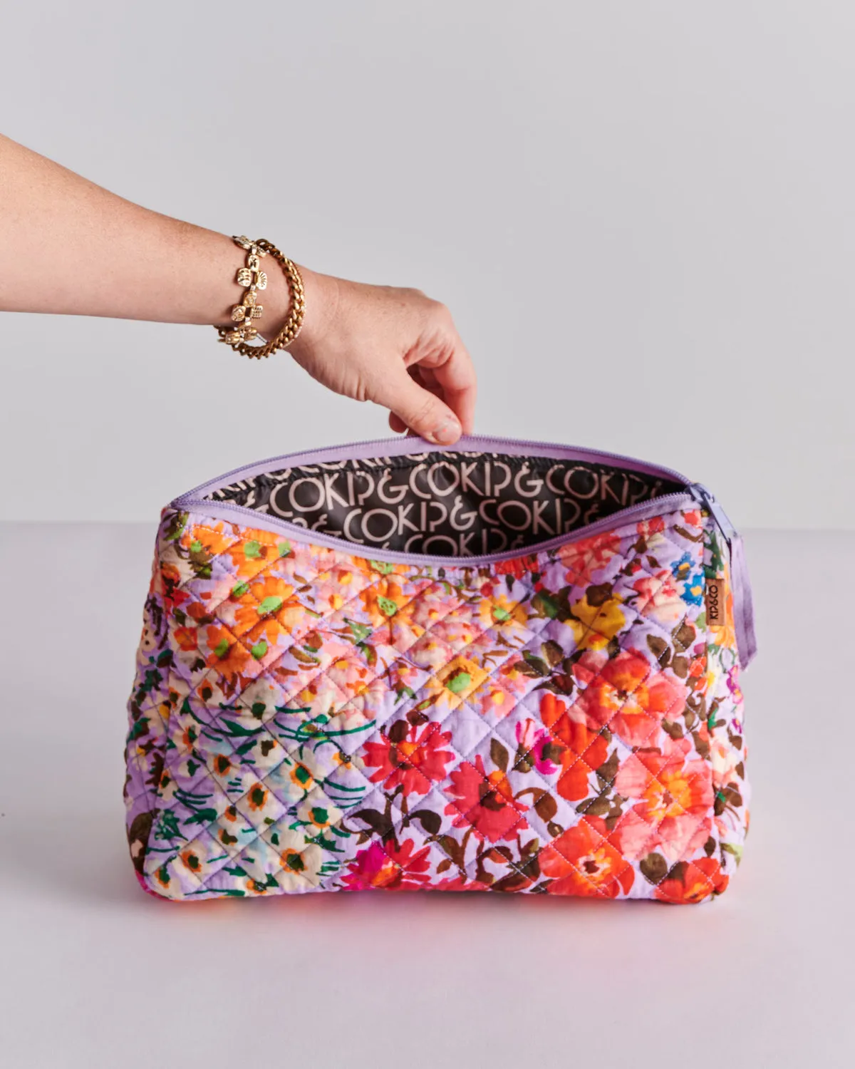 Forever Floral Lilac Quilted Cotton Toiletry Purse - Kip&Co