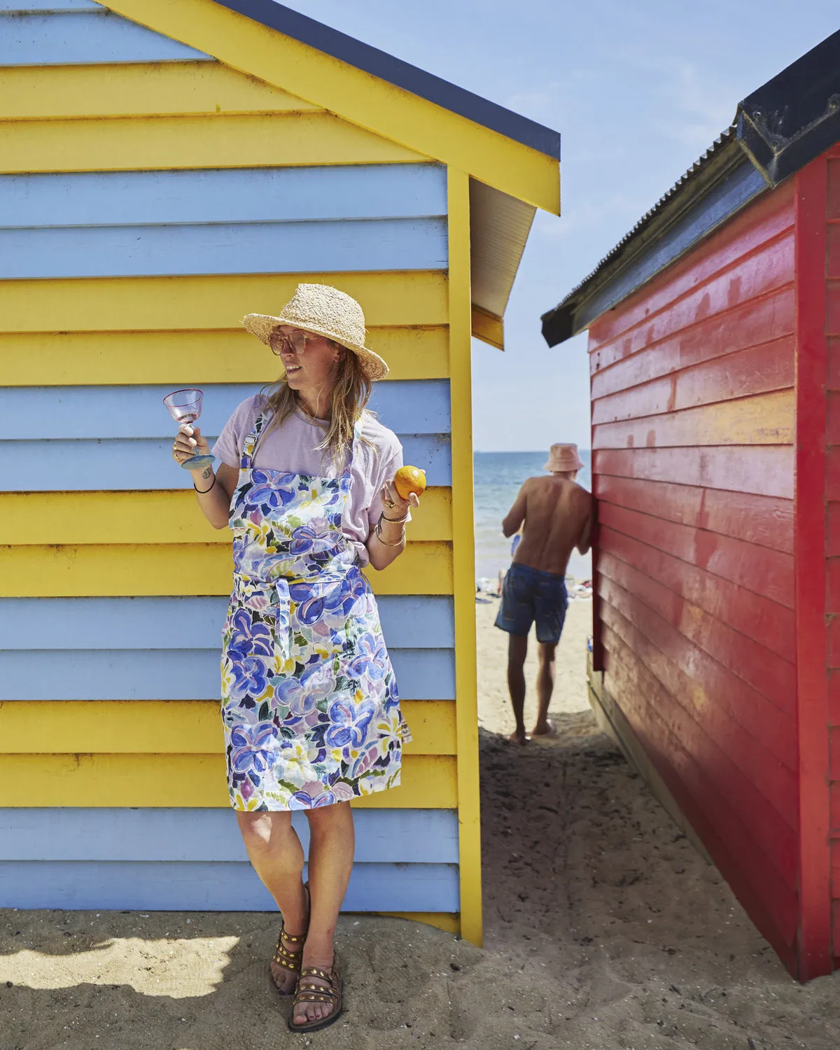 Frangipani Linen Apron - Kip&Co X Ken Done