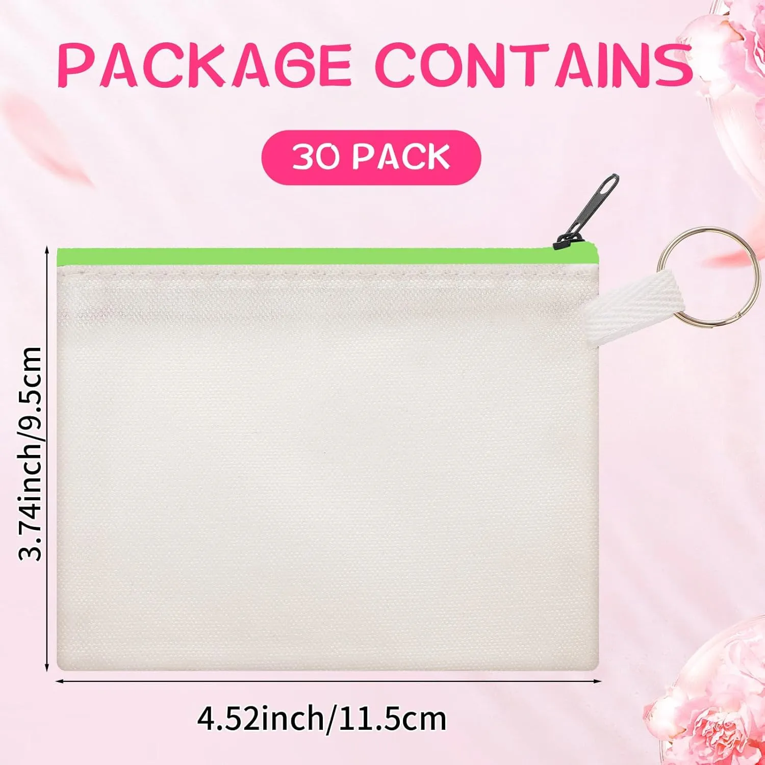 Frienda 30 Pieces Sublimation Blank Canvas Makeup Bags Bulk Cosmetic DIY Craft Pouch with Zipper Coin Purse Pencil Pouch Travel Toiletry Organizer(Multi Color)