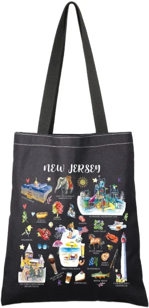G2TUP New Jersey Gift New Jersey State Lover Tote Bag New Jersey Tourist Travel Bag New Jersey Souvenir Handbag