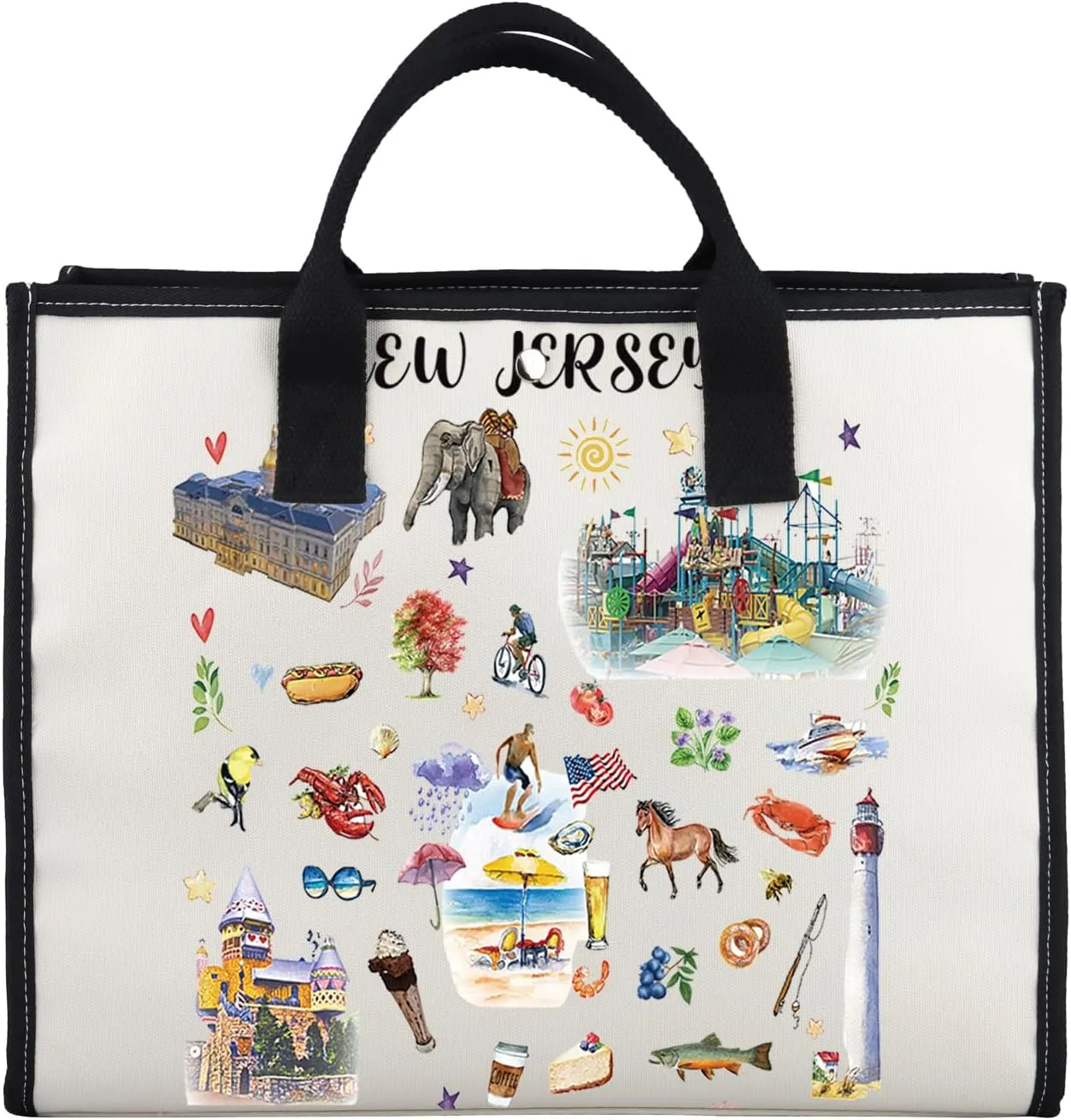 G2TUP New Jersey Gift New Jersey State Lover Tote Bag New Jersey Tourist Travel Bag New Jersey Souvenir Handbag