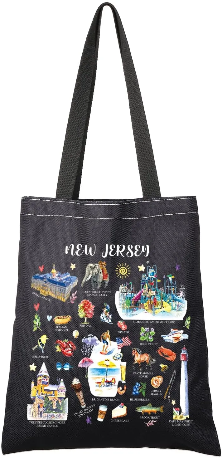 G2TUP New Jersey Gift New Jersey State Lover Tote Bag New Jersey Tourist Travel Bag New Jersey Souvenir Handbag