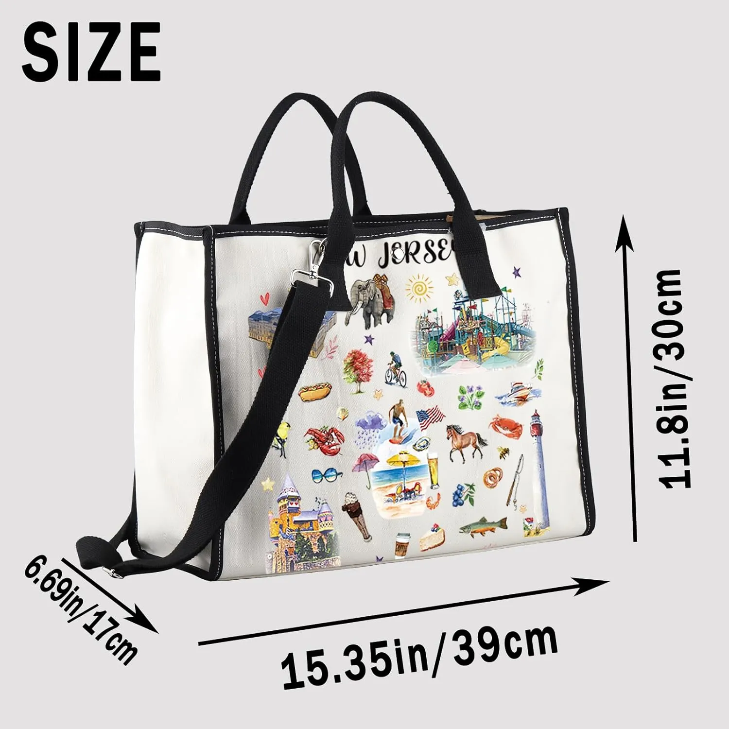 G2TUP New Jersey Gift New Jersey State Lover Tote Bag New Jersey Tourist Travel Bag New Jersey Souvenir Handbag