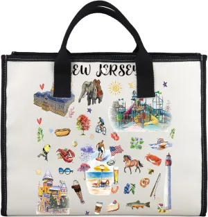 G2TUP New Jersey Gift New Jersey State Lover Tote Bag New Jersey Tourist Travel Bag New Jersey Souvenir Handbag