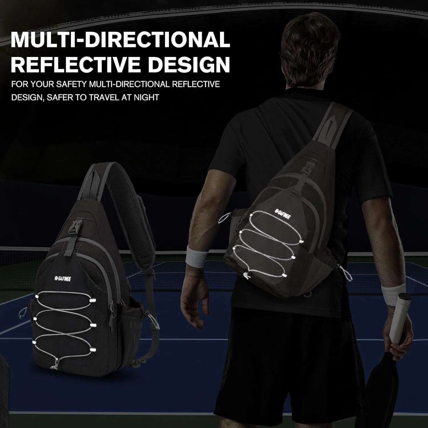 G4Free Pickleball Bag, Crossbody Sling Bag for Men Women, Pickleball Backpack, Pickle Ball Paddle Bag Gifts for Sports