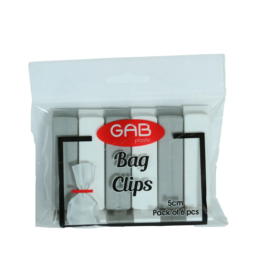 Gab Plastic Pack of 6 Bag Clips - Available in several colors