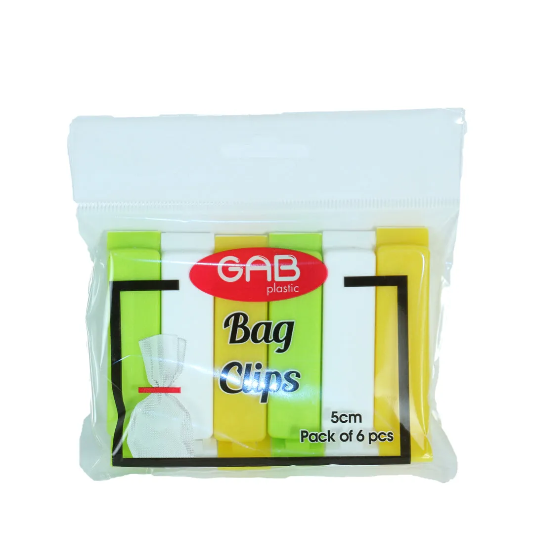Gab Plastic Pack of 6 Bag Clips - Available in several colors