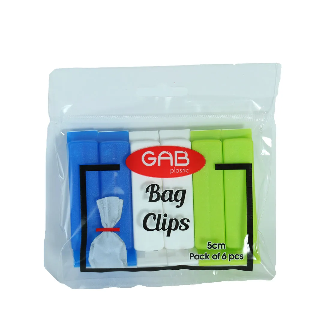 Gab Plastic Pack of 6 Bag Clips - Available in several colors