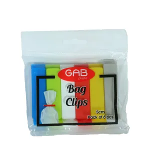 Gab Plastic Pack of 6 Bag Clips - Available in several colors