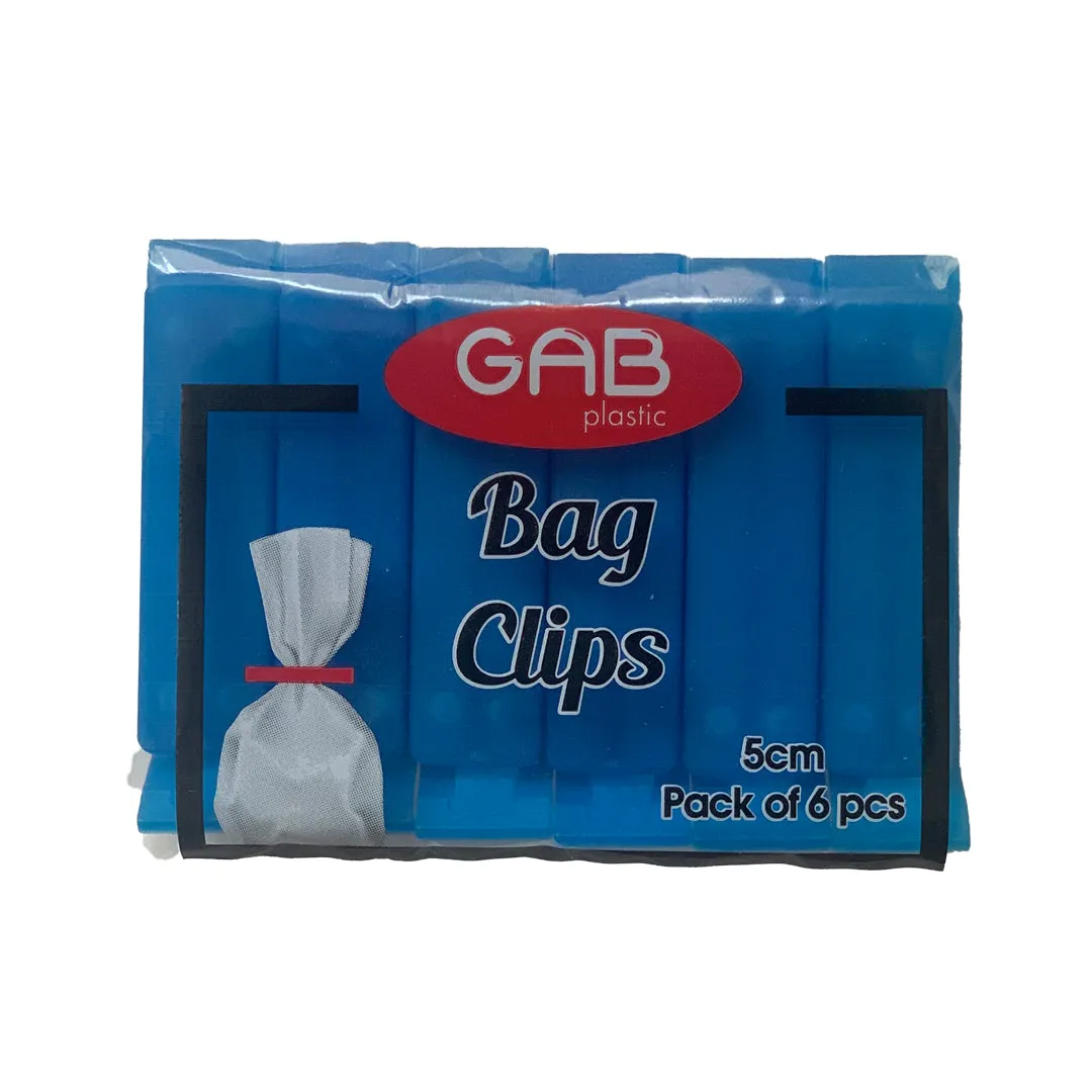 Gab Plastic Pack of 6 Bag Clips - Available in several colors