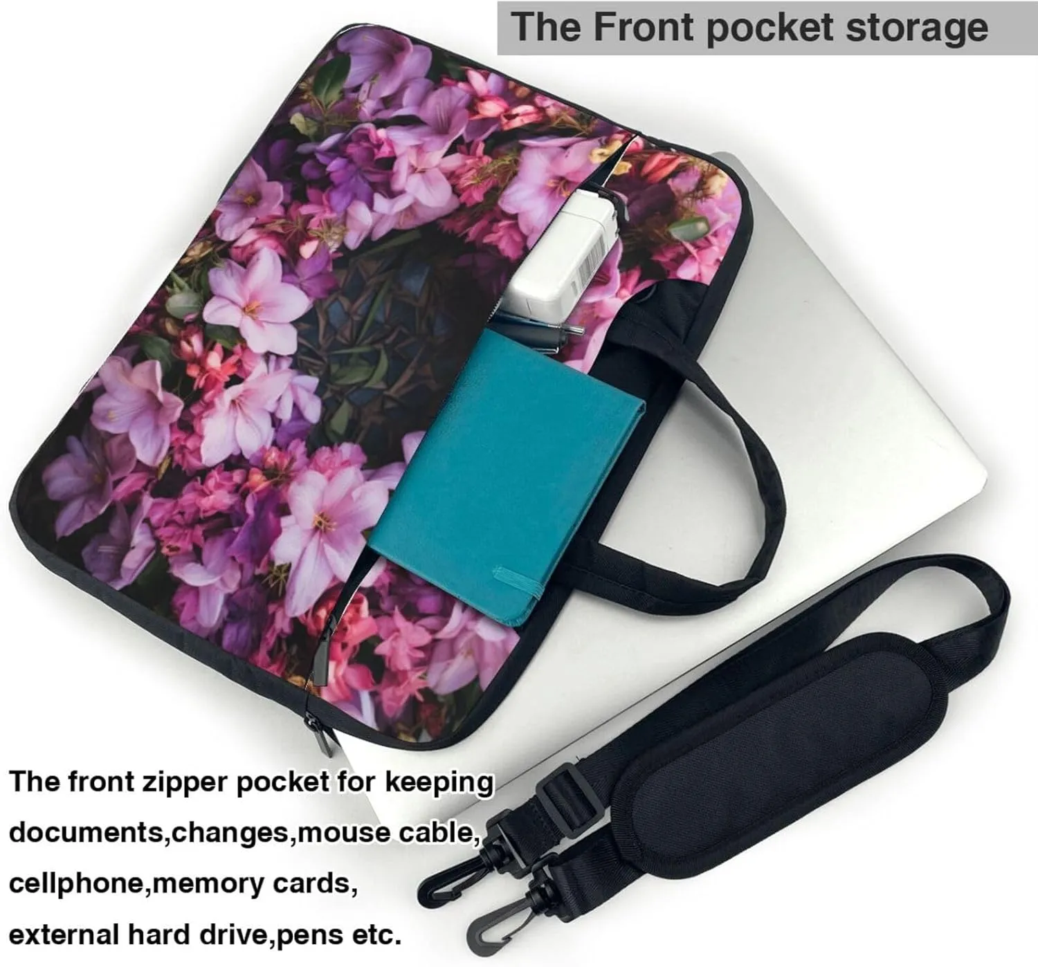 Garlands Nice Flowers Print Work Casual Office Laptop Shoulder Messenger Bag 13 inch 14 inch 15.6 inch