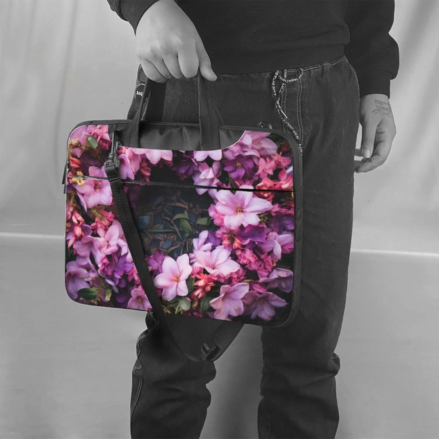 Garlands Nice Flowers Print Work Casual Office Laptop Shoulder Messenger Bag 13 inch 14 inch 15.6 inch