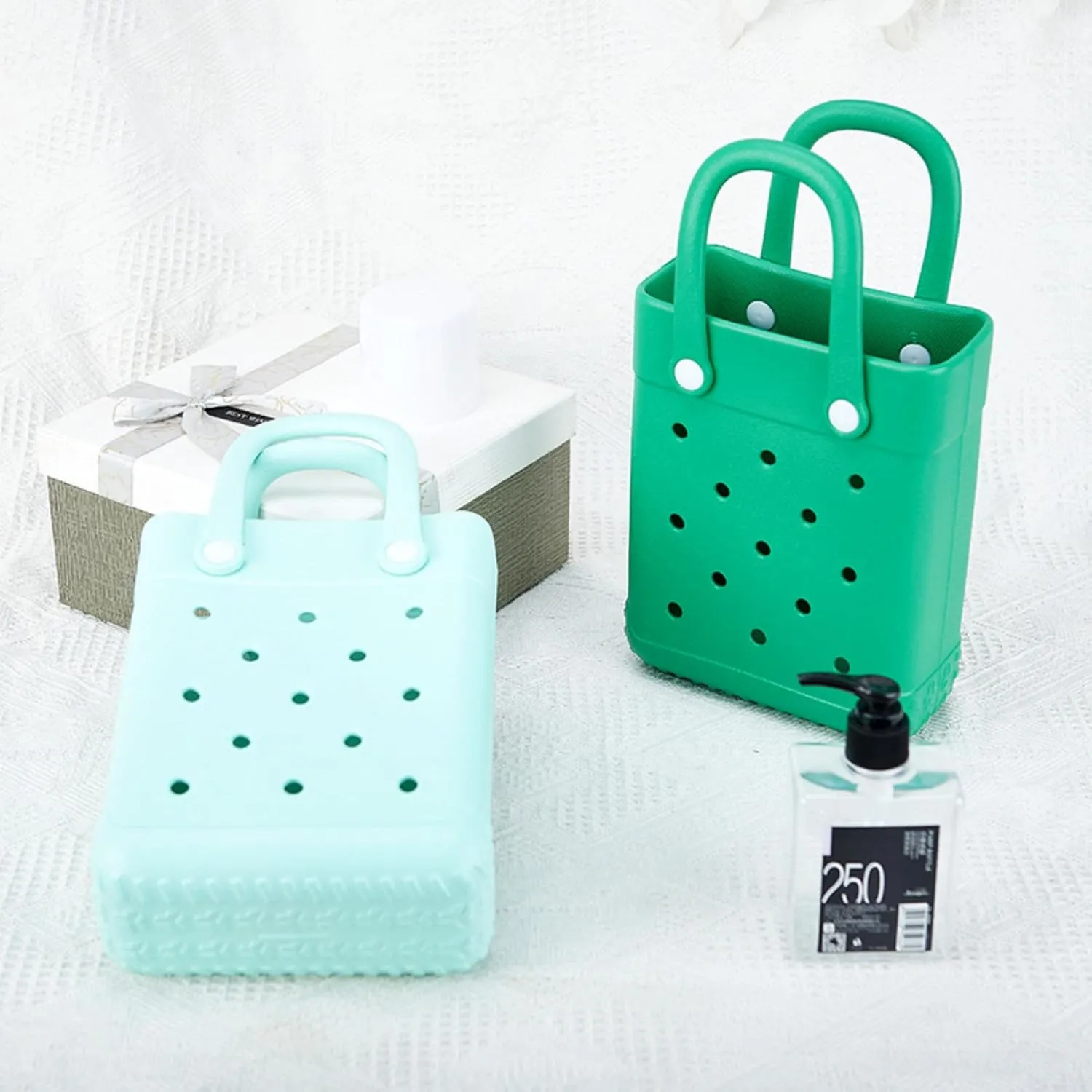 GBB Rubber Beach Bag X-Small Beach Tote Bag Waterproof Mini Tote Bag for the Beach Boat Pool Sports Travel Bag Open Handbag