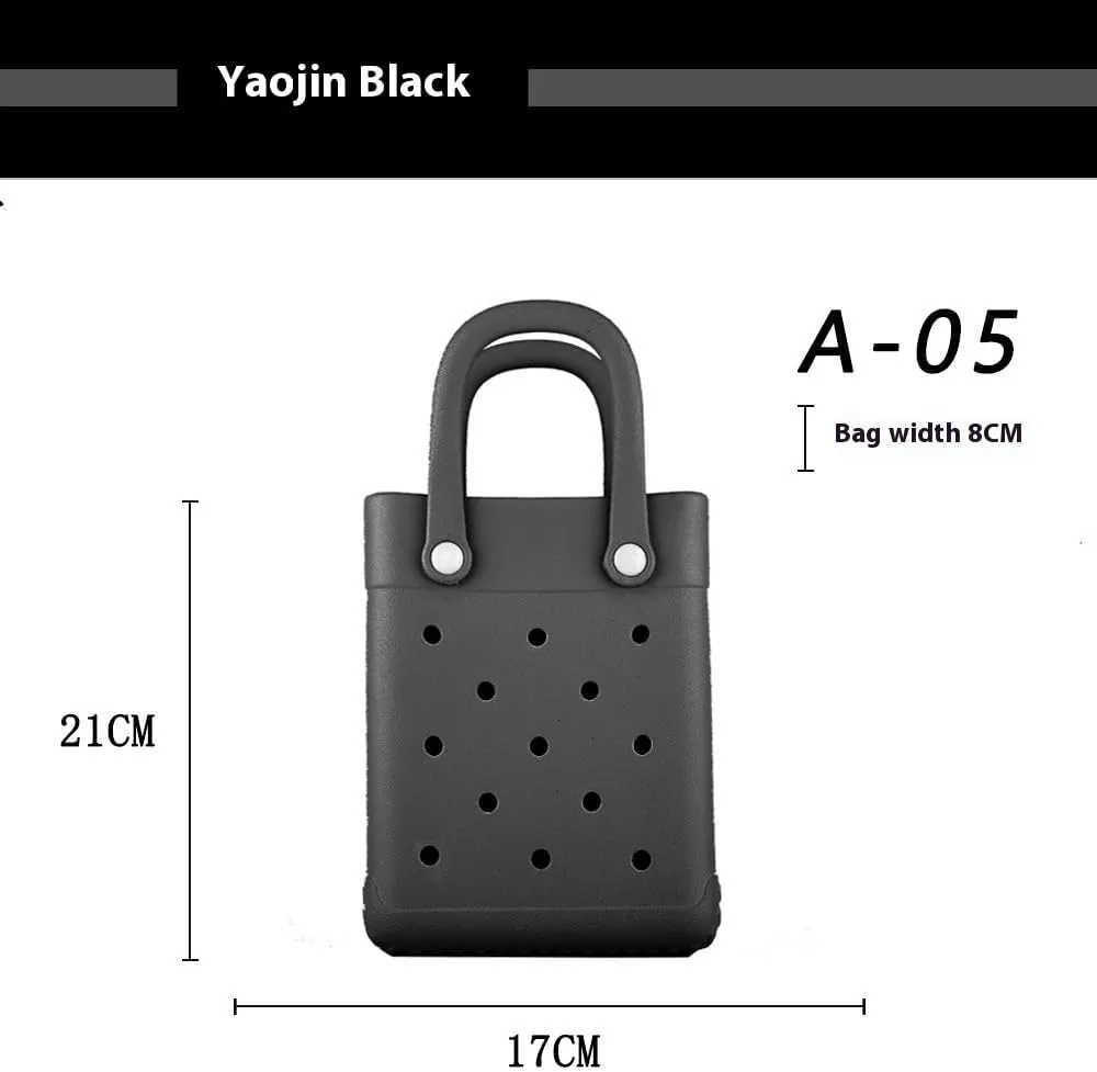 GBB Rubber Beach Bag X-Small Beach Tote Bag Waterproof Mini Tote Bag for the Beach Boat Pool Sports Travel Bag Open Handbag