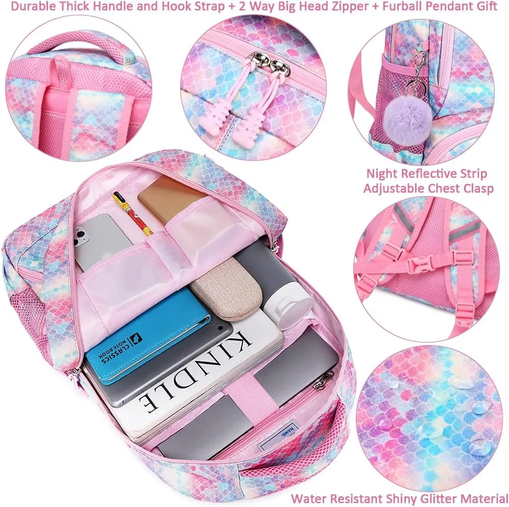 Girls Backpack for Elementary Kids School Bookbag Set Cute Unicorn Backpacks for Girls Water Resistant