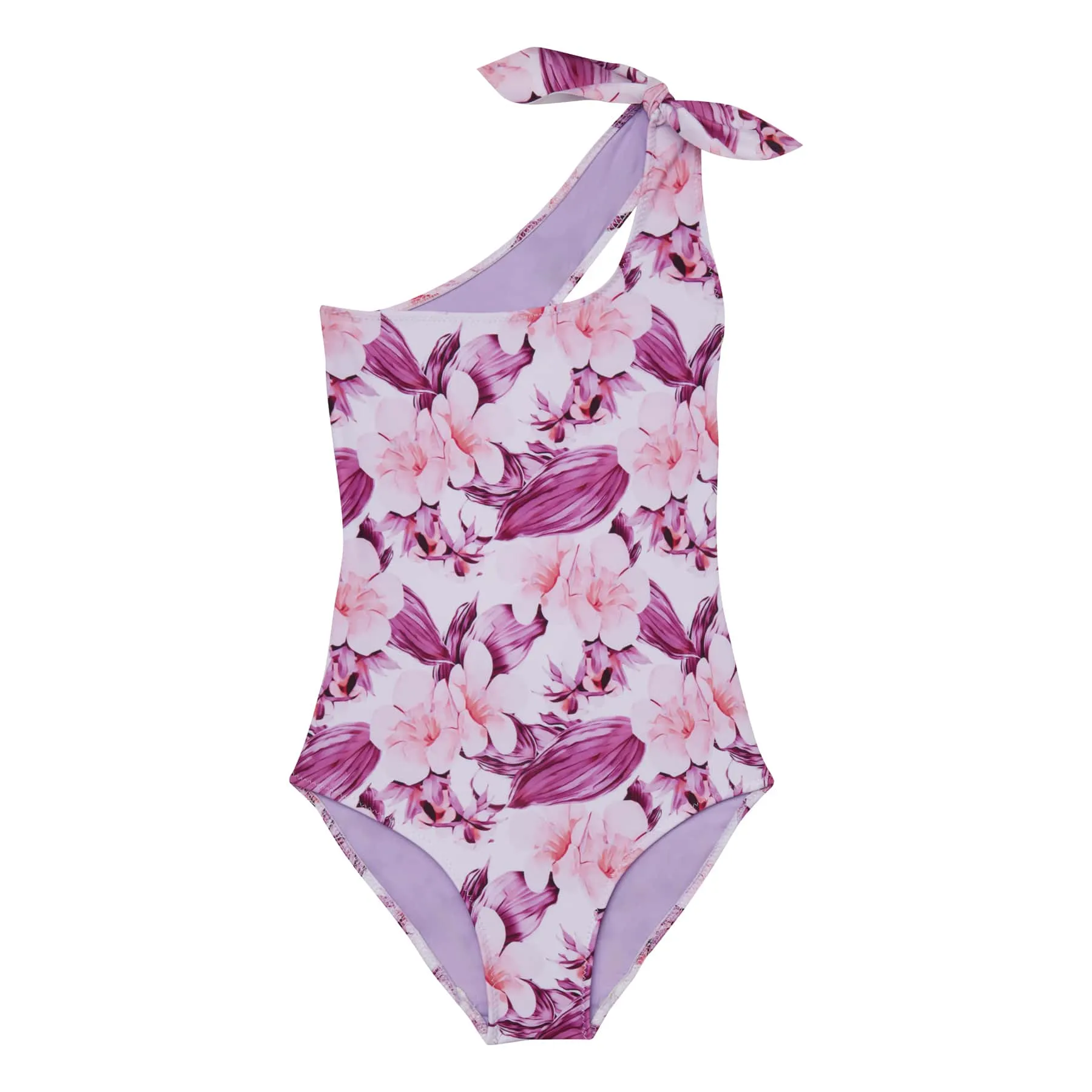 GIRL'S ONE PIECE ONE SHOULDER FLOWERS