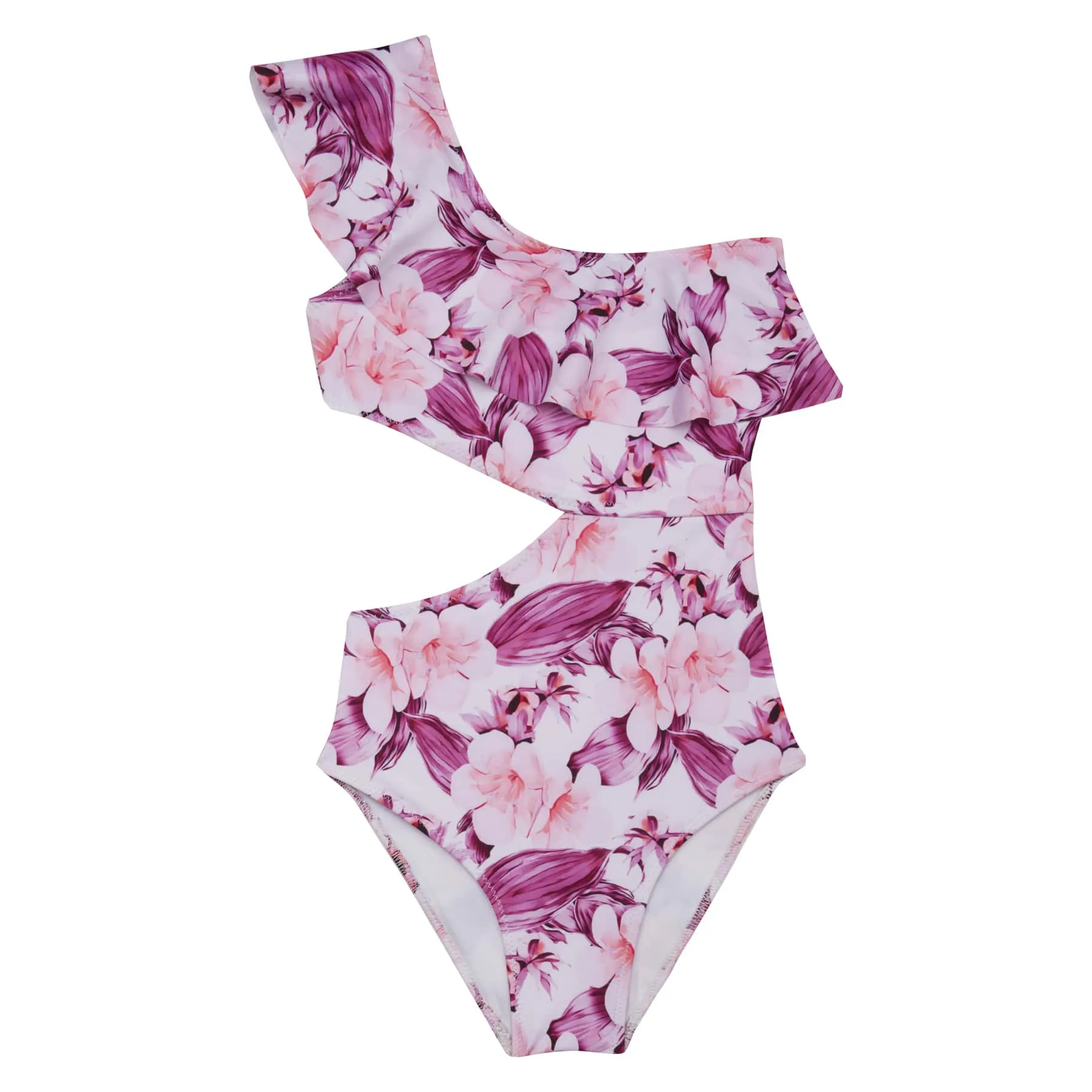 GIRL'S ONE SHOULDER CUT OUT FLOWERS