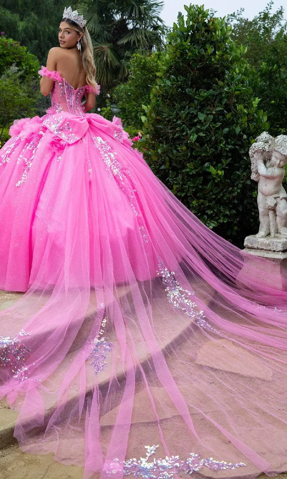 GLS by Gloria GL3547 - Sweetheart Flower Appliqued Tulle Ballgown