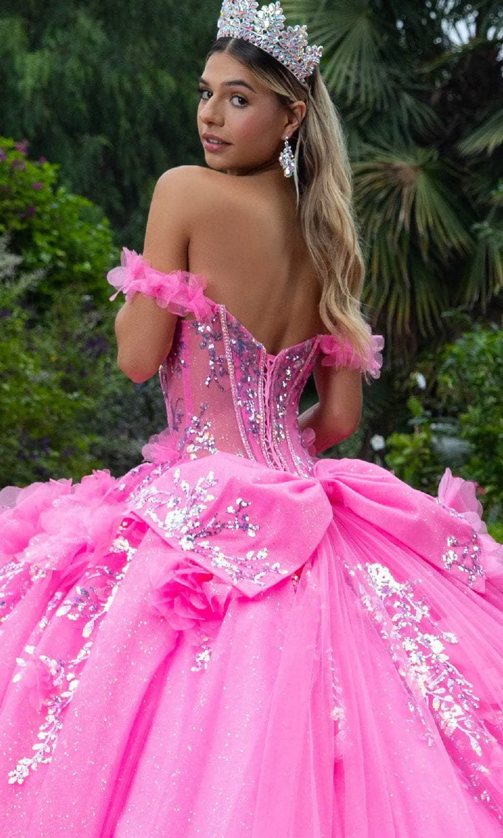 GLS by Gloria GL3547 - Sweetheart Flower Appliqued Tulle Ballgown