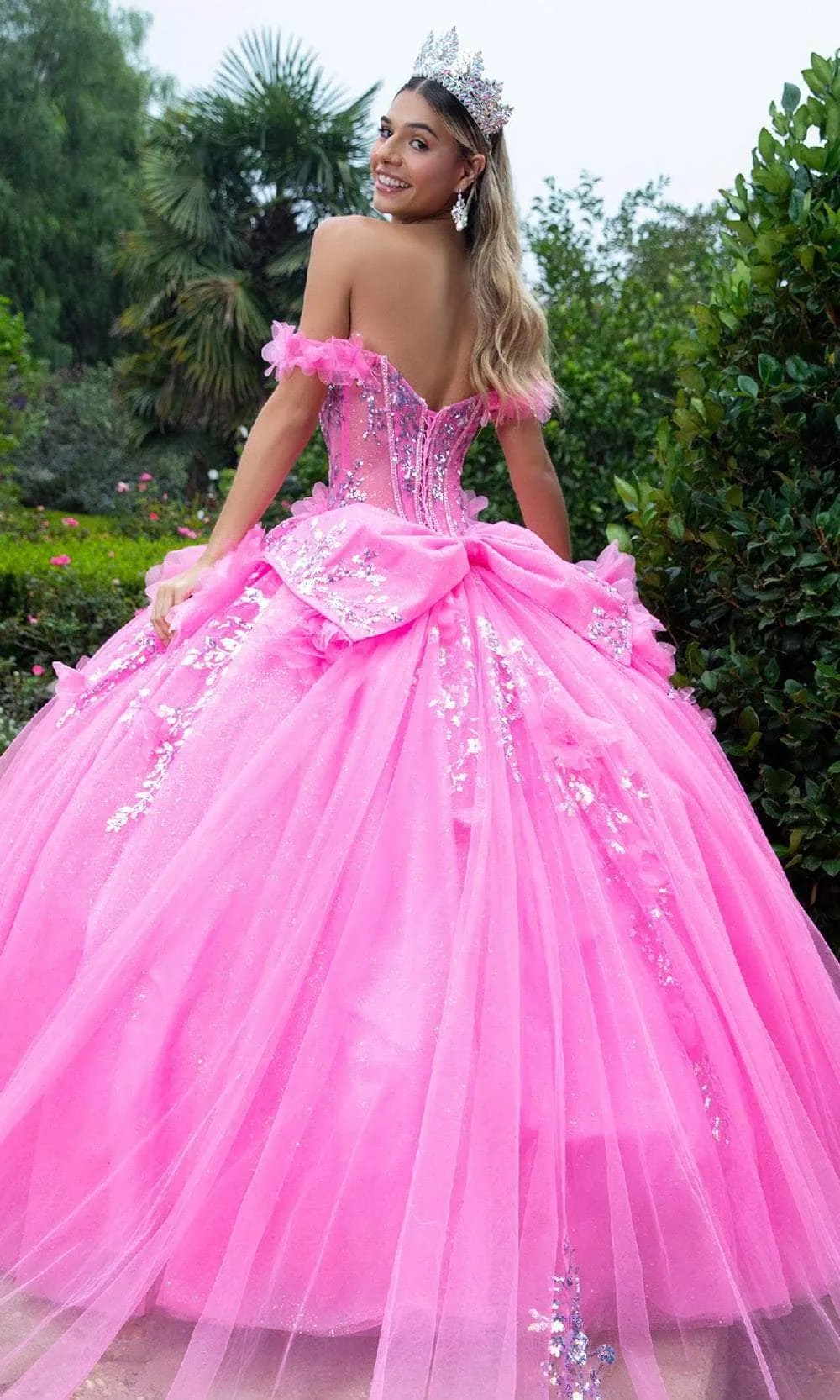 GLS by Gloria GL3547 - Sweetheart Flower Appliqued Tulle Ballgown