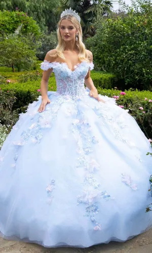 GLS by Gloria GL3555 - Floral Appliqued Off Shoulder V-Neck Ballgown