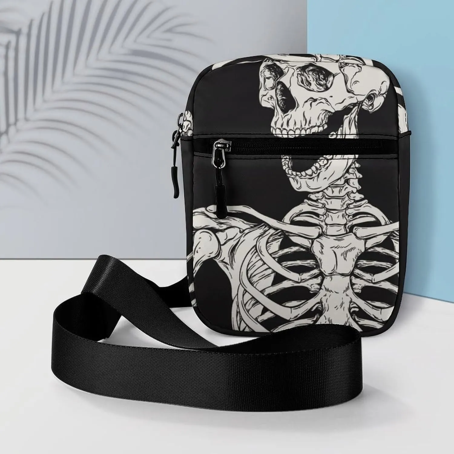 Gothic Skeleton Frame Detachable Shoulder Strap Small Shoulder Bag Unisex