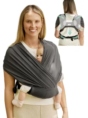 GROWNSY Comfy-Air Breathable Baby Carrier Newborn, 2-in-1 Mesh Baby Wraps Carrier for 7-35lbs, T-Webbing Zone Support, Ergonomic and Lightweight, Dark Grey