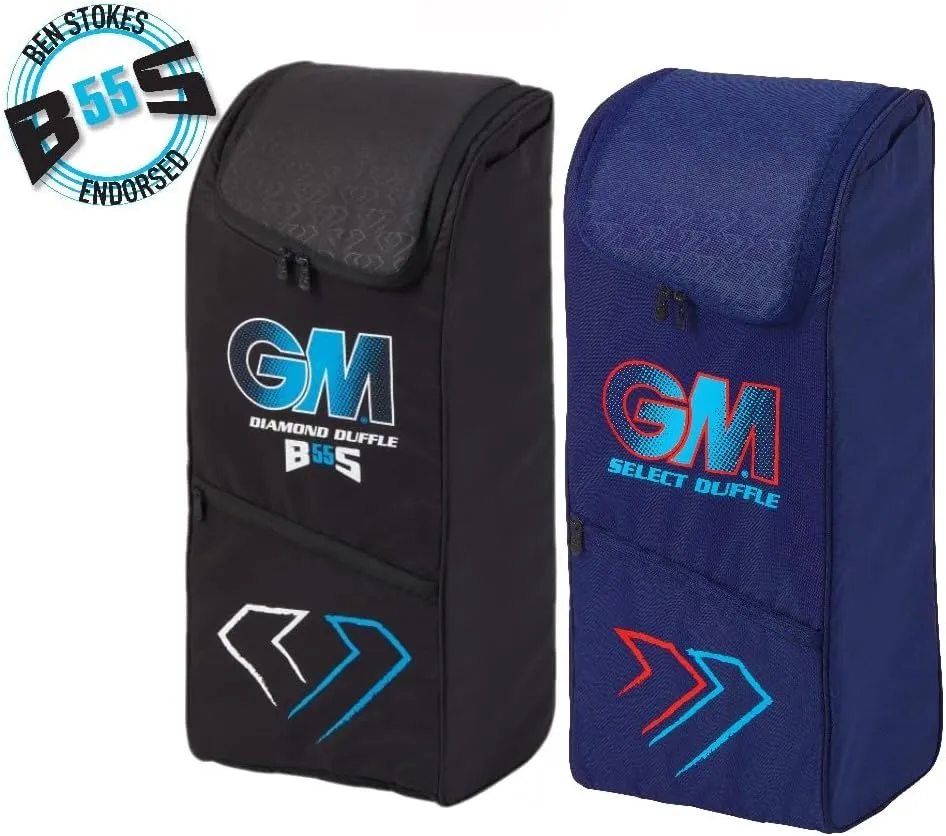 Gunn & Moore GM Cricket Duffle Duffel Bag | Tough 600 Denier Polyester | Small, Medium, Large or Extra Large | Blue, Blue & Red, Black & Blue or Black, Cyan & Fluro