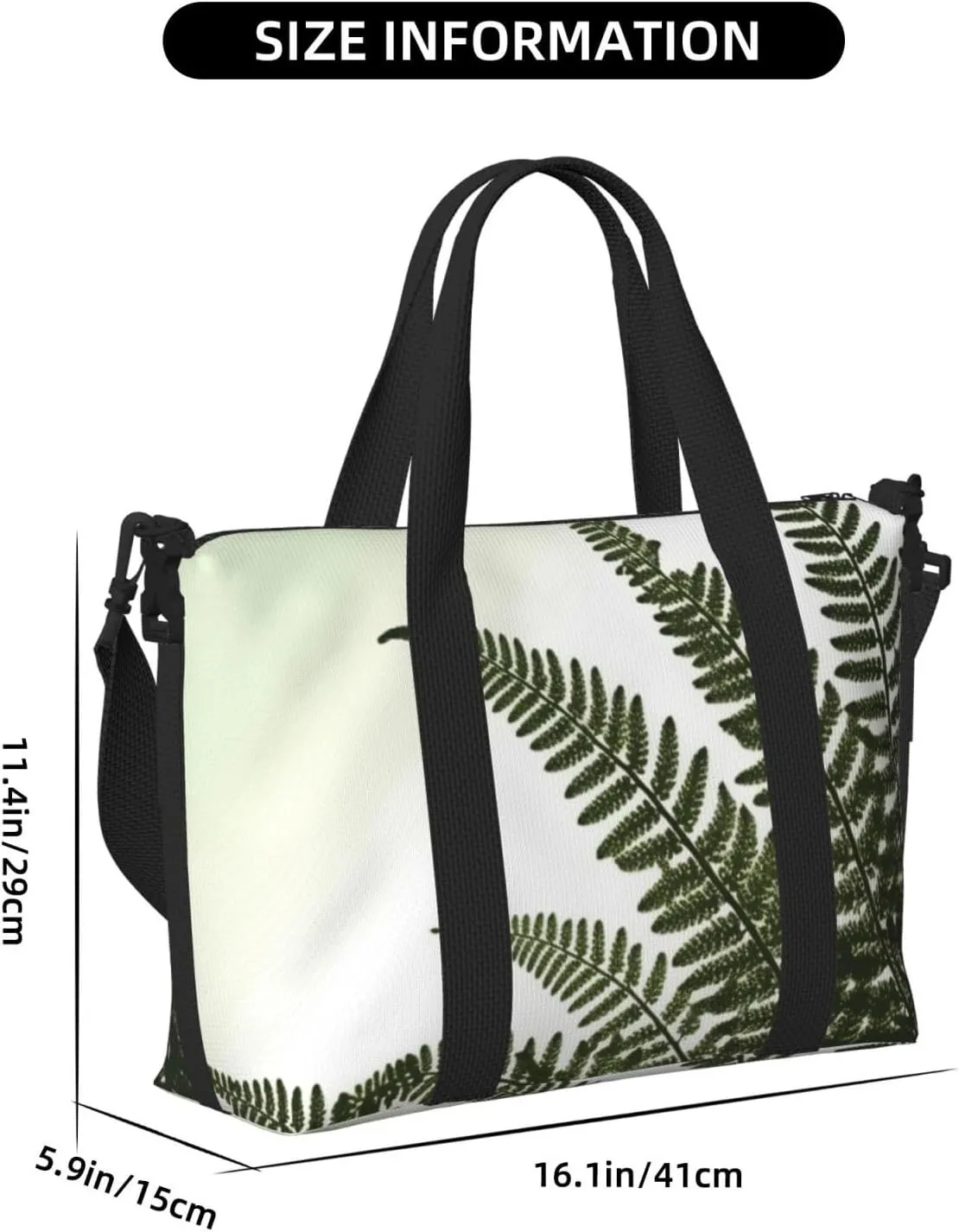 Gym Bag natural plant fern leaf Duffel Bag for Men Women Travel Overnight Bag with Shoe Compartment Workout Bags