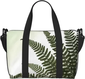 Gym Bag natural plant fern leaf Duffel Bag for Men Women Travel Overnight Bag with Shoe Compartment Workout Bags