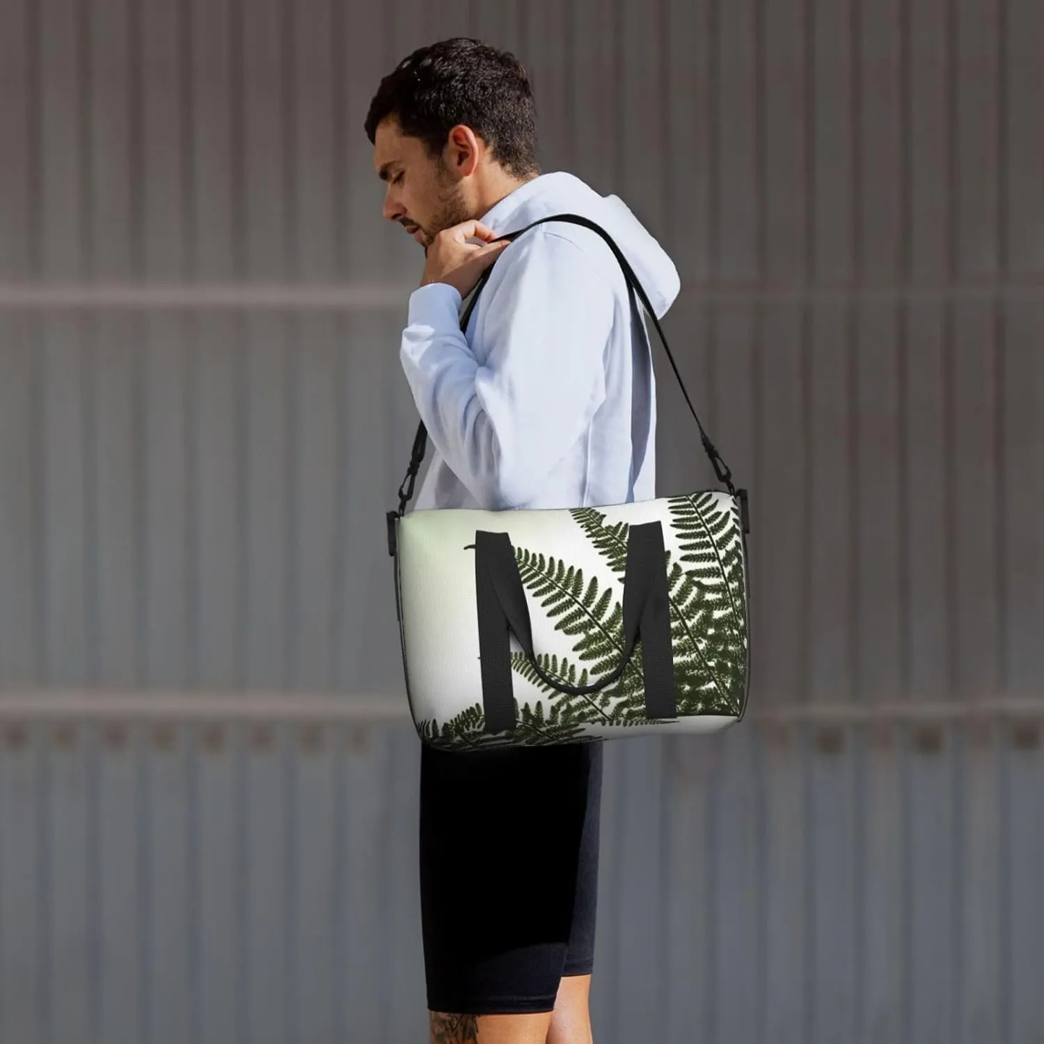 Gym Bag natural plant fern leaf Duffel Bag for Men Women Travel Overnight Bag with Shoe Compartment Workout Bags