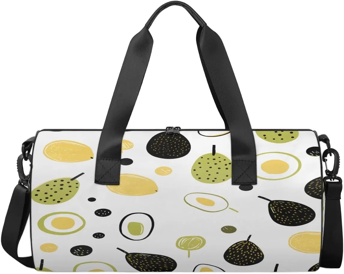 Gym Bags for Men Women Cute Avocado Sports Duffel Bags Carry On Travel Duffle Bag with Detachable Adjustable Shoulder Strap Overnight Weekender Bag