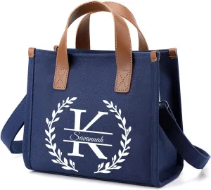 GZLDGIFTS Personalized Womens Tote HandBag Adjustable Shopping Cloth Fashion Birthday Wedding Custom Initials Gift