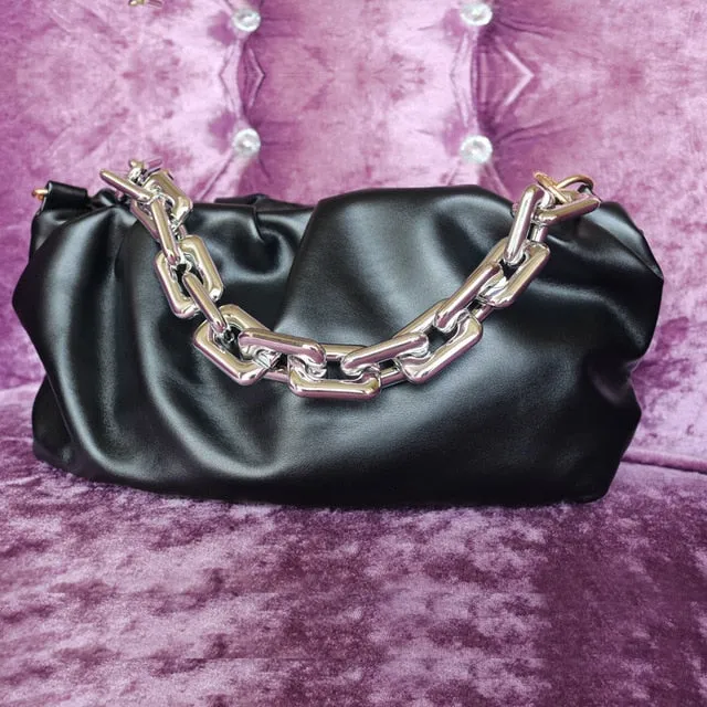 handbag bag underarm cloud Luxurious shoulder Super special fashion chain thick PU bag chain bag shoulder bag women women leather Exceptional value 2020