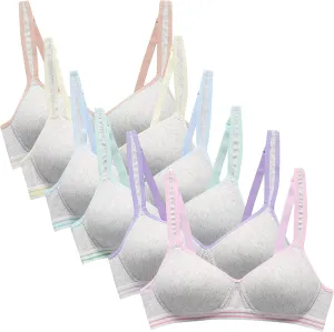 Happy Cherry Teens Training Bras for Girl Adjustable Cotton Bra with Padded Soft Lightly Wireless Training Bra Pack of 6
