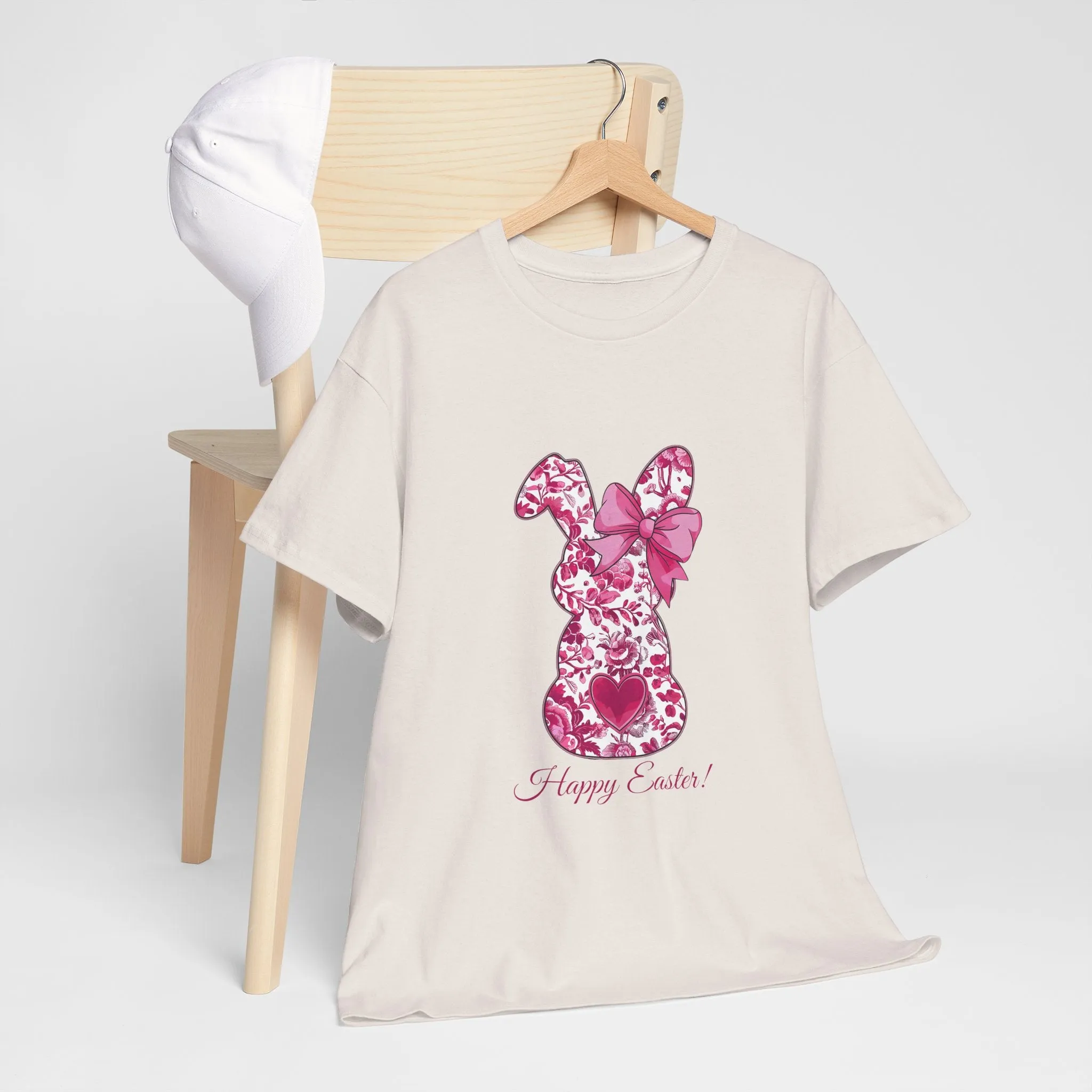 Happy Easter Unisex Heavy Cotton Tee - Cute Bunny Design
