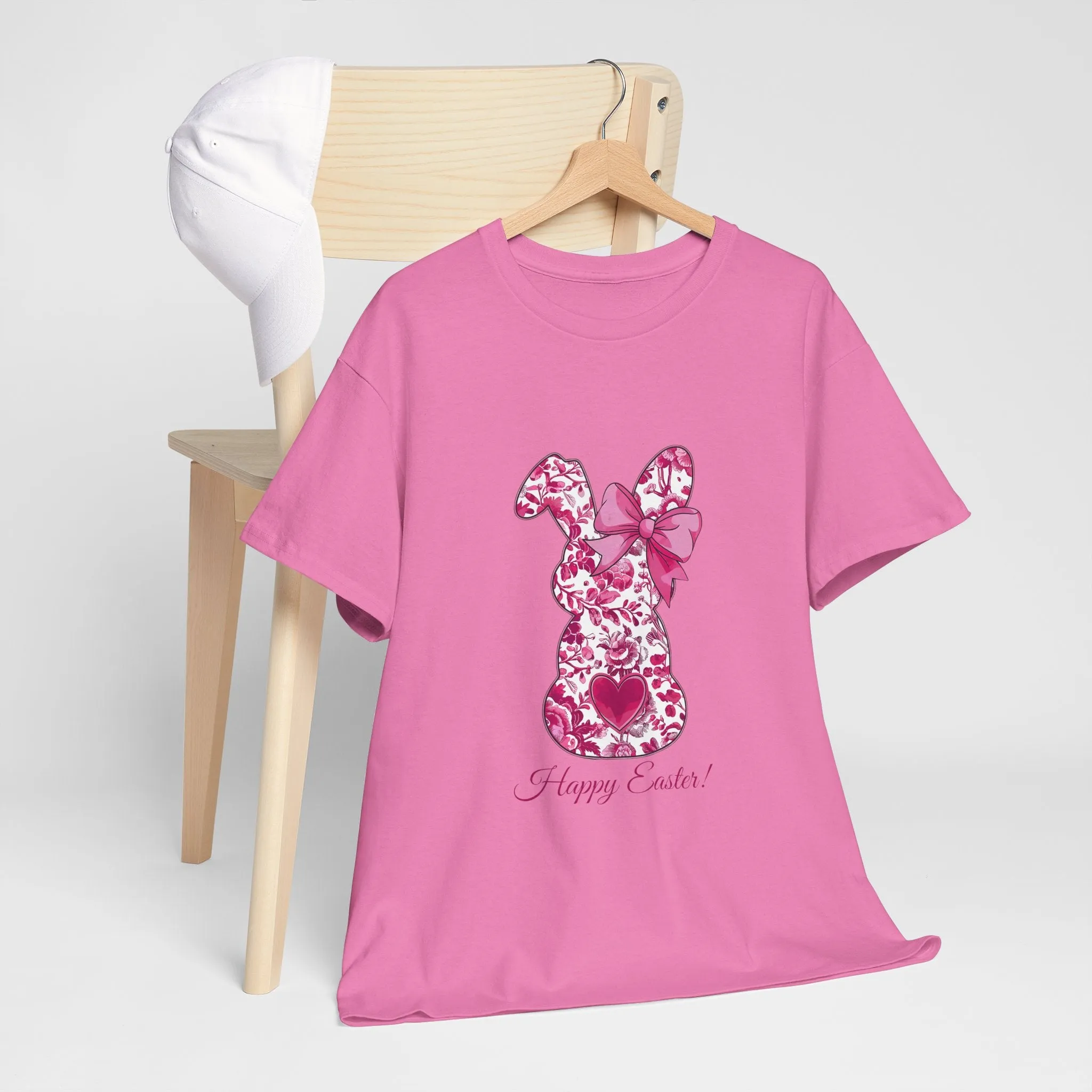Happy Easter Unisex Heavy Cotton Tee - Cute Bunny Design