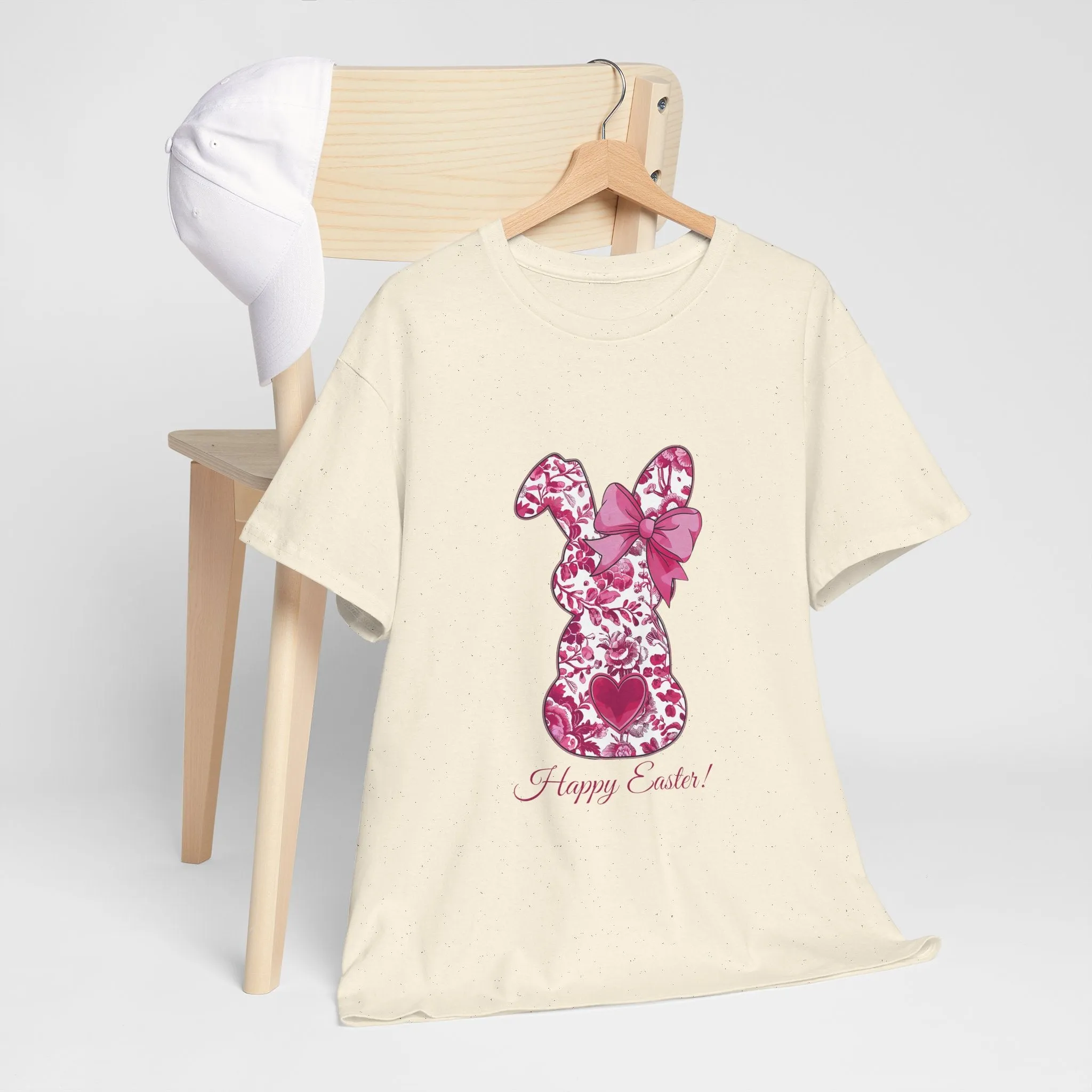 Happy Easter Unisex Heavy Cotton Tee - Cute Bunny Design