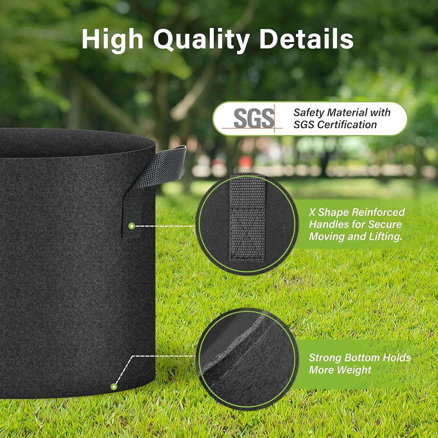 HealSmart 5 Gallon 10 Pack Plant Grow Bags, Tomoato Planter Pots with Handles, Aeration Nonwoven Fabric, Heavy Duty Gardening Planter for Vegetable, Herbs and Flowers, Black