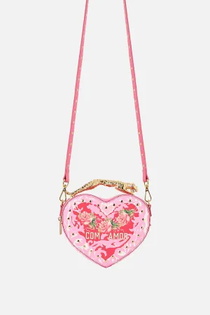 HEART CROSSBODY WITH LEOPARD HANDLE PINK PORTO