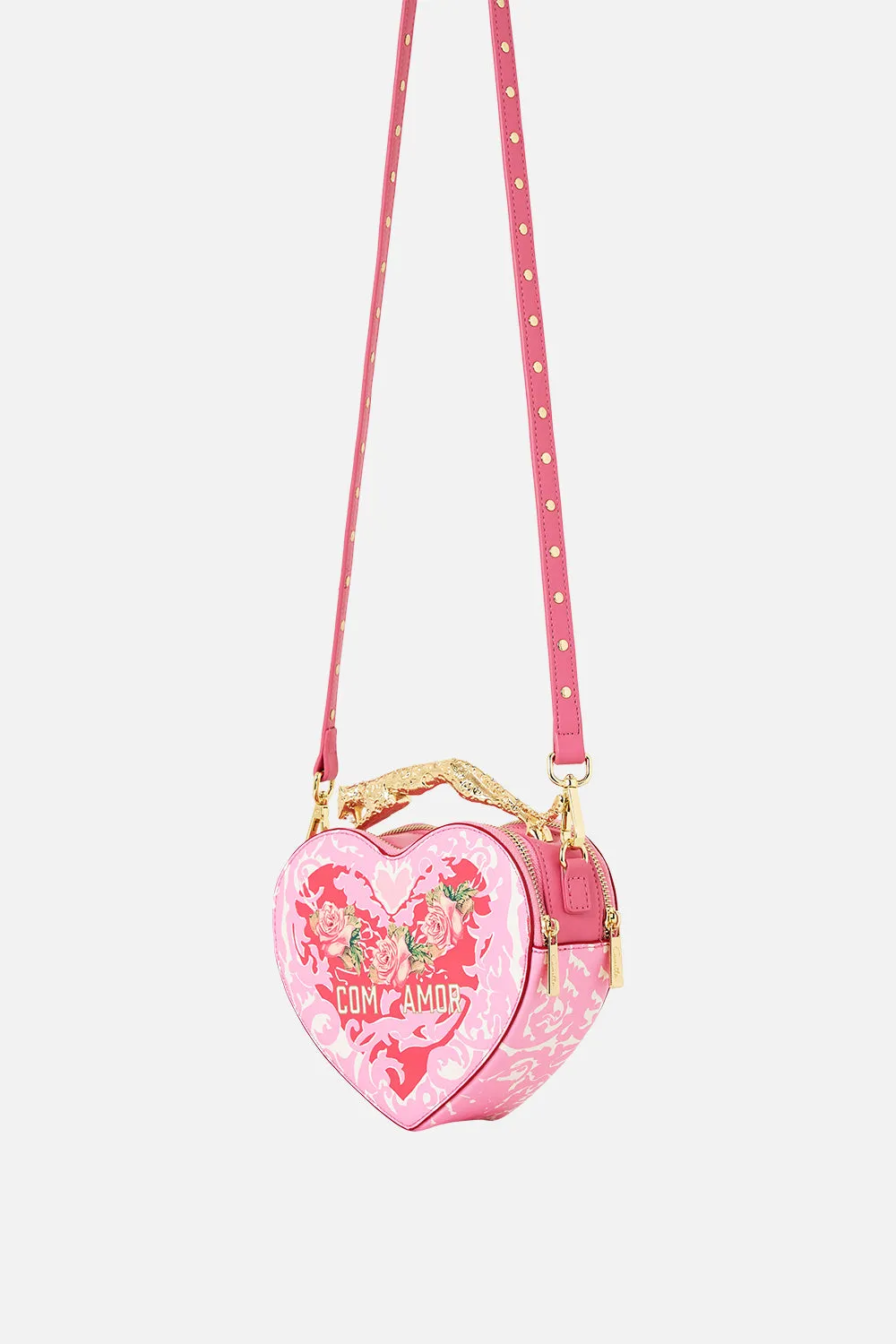 HEART CROSSBODY WITH LEOPARD HANDLE PINK PORTO